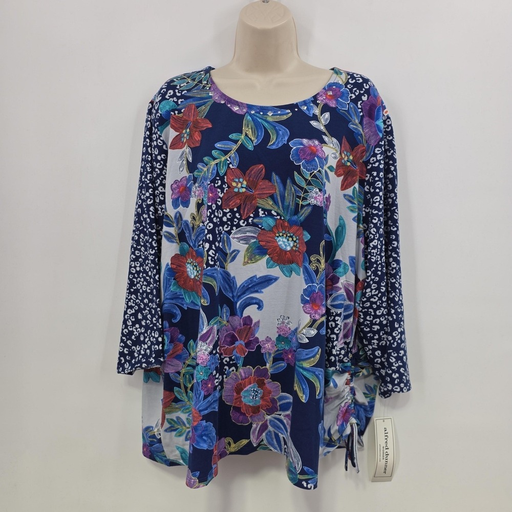 Alfred Dunner Shirt Women 2X Multicolor Floral Rhinestone Tunic Top Boho - Picture 11 of 11